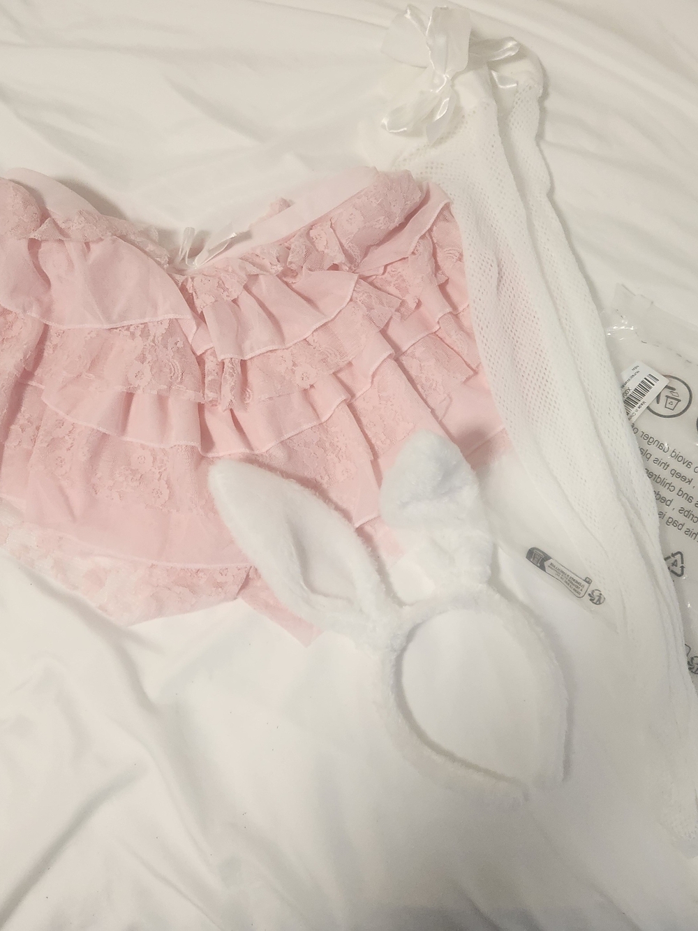 Lace Ruffle Boy Shorts Bunny Costume - Includes, Ruffle Shorts, Ears And Tights
